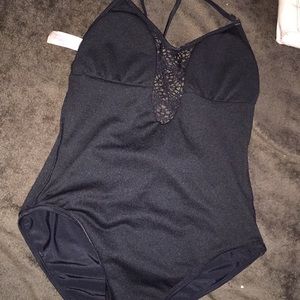 Black one piece bathing suit!